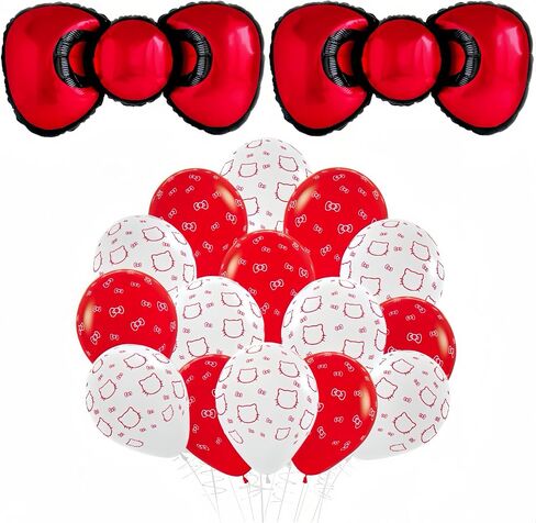 22 PCS Cat Kitty Balloons/Bow Balloons for Girls Kitty Theme Party/Baby Shower Girl Gender Reveal Supplies/Cute Anime Party Decoration/Hello Cat Kawaii Birthday in Saudi Arabia