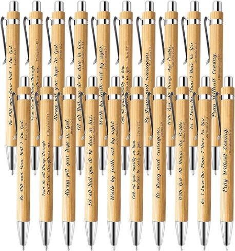 10 قطع من أقلام آية الكتاب المقدس، هدايا مسيحية، أقلام مسيحية من الخيزران مقاس 1 مم، اقتباسات ملهمة من الكتاب المقدس، أقلام حبر جاف، أقلام كتابية تحفيزية للنساء والرجال، هدايا دينية للمكتب والمدرسة (كلاسيكية، 10) in Kuwait