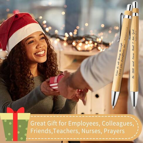 10 قطع من أقلام آية الكتاب المقدس، هدايا مسيحية، أقلام مسيحية من الخيزران مقاس 1 مم، اقتباسات ملهمة من الكتاب المقدس، أقلام حبر جاف، أقلام كتابية تحفيزية للنساء والرجال، هدايا دينية للمكتب والمدرسة (كلاسيكية، 10) in Kuwait