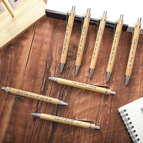 10 قطع من أقلام آية الكتاب المقدس، هدايا مسيحية، أقلام مسيحية من الخيزران مقاس 1 مم، اقتباسات ملهمة من الكتاب المقدس، أقلام حبر جاف، أقلام كتابية تحفيزية للنساء والرجال، هدايا دينية للمكتب والمدرسة (كلاسيكية، 10) in Kuwait