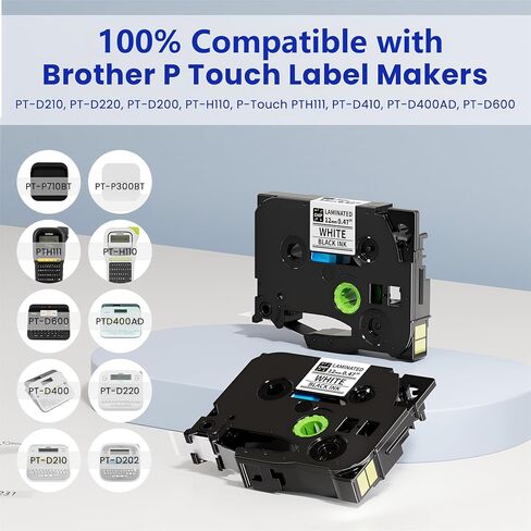 Tape 12mm 0.47 Laminated White Replacement for Brother P-Touch Tze Label Tape TZe-231 Tz Tape Brothers Ptouch Label Maker Refills, Compatible with PT-D210 PT-H110 D220 H111, VolenGo 3B21Z 5-Pack in Kuwait
