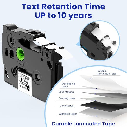 Tape 12mm 0.47 Laminated White Replacement for Brother P-Touch Tze Label Tape TZe-231 Tz Tape Brothers Ptouch Label Maker Refills, Compatible with PT-D210 PT-H110 D220 H111, VolenGo 3B21Z 5-Pack in Kuwait