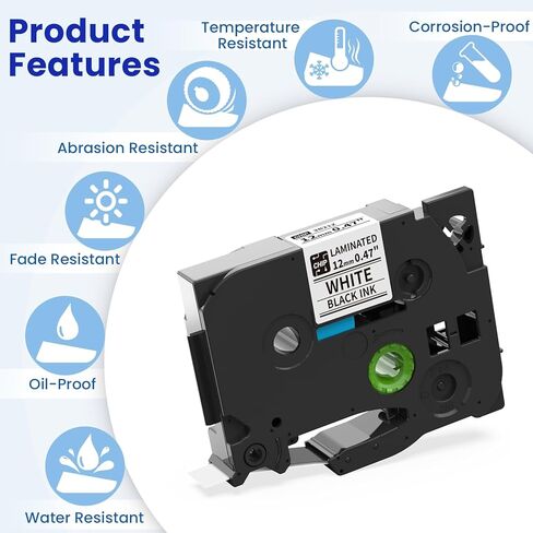Tape 12mm 0.47 Laminated White Replacement for Brother P-Touch Tze Label Tape TZe-231 Tz Tape Brothers Ptouch Label Maker Refills, Compatible with PT-D210 PT-H110 D220 H111, VolenGo 3B21Z 5-Pack in Kuwait