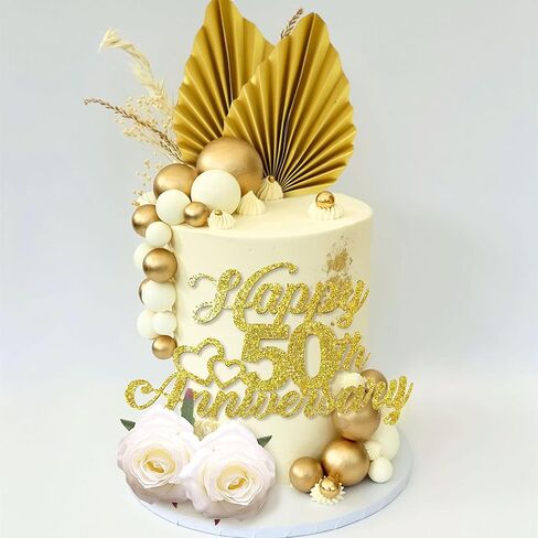 LaVenty Glitter Happy 50th Anniversary Cake Topper 50 Golden Years Cake Topper 50th Wedding Anniversary 50th Anniversary Party Decorations in Saudi Arabia