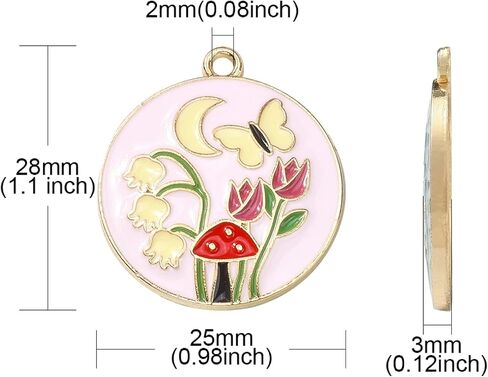 LiQunSweet 40 Pcs 4 Styles Enamel Mushroom Plant Flower Charms for Jewelry Making DIY Necklace Earrings Bracelet Keychain in Kuwait