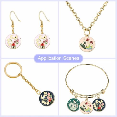 LiQunSweet 40 Pcs 4 Styles Enamel Mushroom Plant Flower Charms for Jewelry Making DIY Necklace Earrings Bracelet Keychain in Kuwait