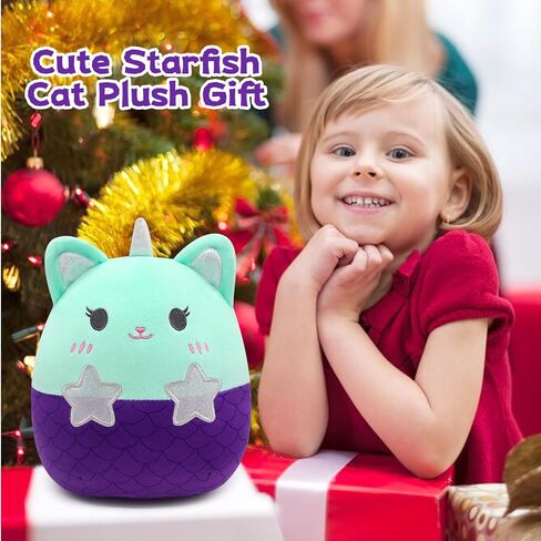 Cat Stuffed Animals Plush Toys, Kawaii Mermaid Cat Pillow, Cute Mermaid Cat Doll,Gifts for Kids Girls Boys in Kuwait