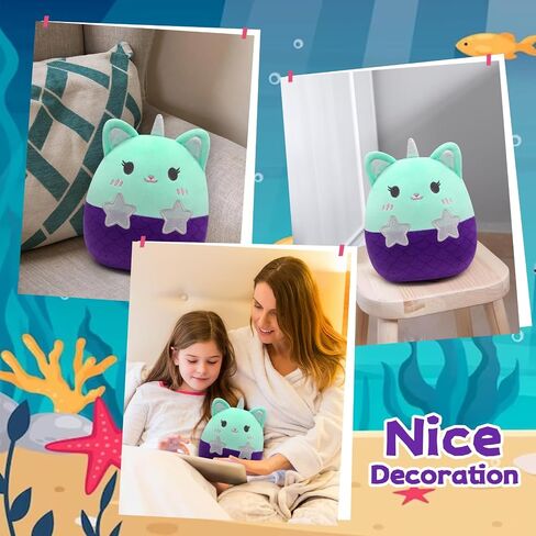 Cat Stuffed Animals Plush Toys, Kawaii Mermaid Cat Pillow, Cute Mermaid Cat Doll,Gifts for Kids Girls Boys in Kuwait