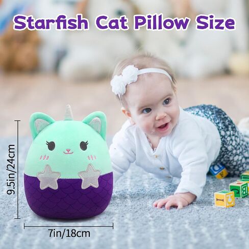 Cat Stuffed Animals Plush Toys, Kawaii Mermaid Cat Pillow, Cute Mermaid Cat Doll,Gifts for Kids Girls Boys in Kuwait