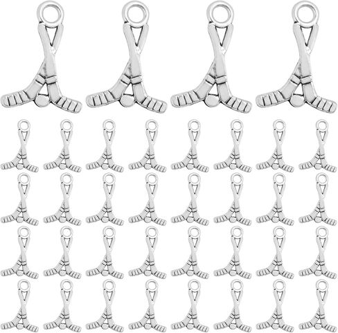 60 Pieces Ice Hockey Stick Charms Tibetan Alloy Ice Hockey Golfball Sports Equipment Pendant Charms for DIY Necklace Bracelet Jewelry Making Crafting in Kuwait
