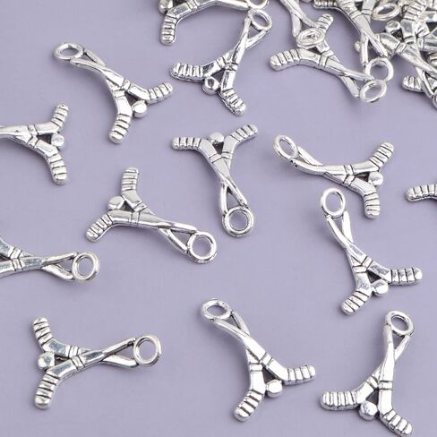 60 Pieces Ice Hockey Stick Charms Tibetan Alloy Ice Hockey Golfball Sports Equipment Pendant Charms for DIY Necklace Bracelet Jewelry Making Crafting in Kuwait