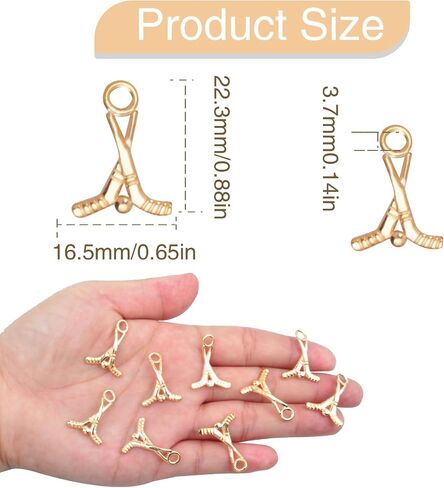 60 Pieces Ice Hockey Stick Charms Tibetan Alloy Ice Hockey Golfball Sports Equipment Pendant Charms for DIY Necklace Bracelet Jewelry Making Crafting in Kuwait