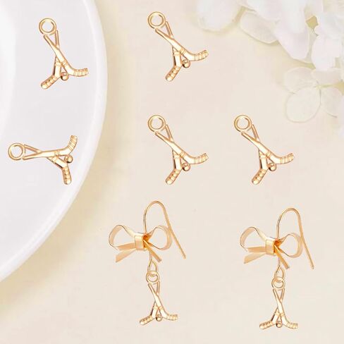 60 Pieces Ice Hockey Stick Charms Tibetan Alloy Ice Hockey Golfball Sports Equipment Pendant Charms for DIY Necklace Bracelet Jewelry Making Crafting in Kuwait