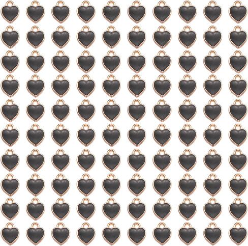 200 PCS Tiny Heart المينا سحر الذهب مطلي بسبائك الحب قلادة سوار حلق مفاتيح المجوهرات الحرف 6x8mmm in Kuwait