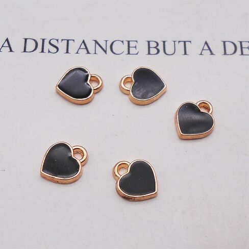 200 PCS Tiny Heart المينا سحر الذهب مطلي بسبائك الحب قلادة سوار حلق مفاتيح المجوهرات الحرف 6x8mmm in Kuwait