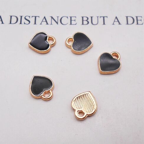 200 PCS Tiny Heart المينا سحر الذهب مطلي بسبائك الحب قلادة سوار حلق مفاتيح المجوهرات الحرف 6x8mmm in Kuwait