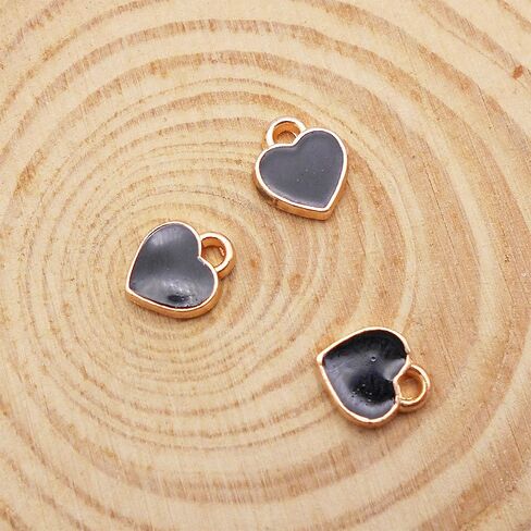 200 PCS Tiny Heart المينا سحر الذهب مطلي بسبائك الحب قلادة سوار حلق مفاتيح المجوهرات الحرف 6x8mmm in Kuwait