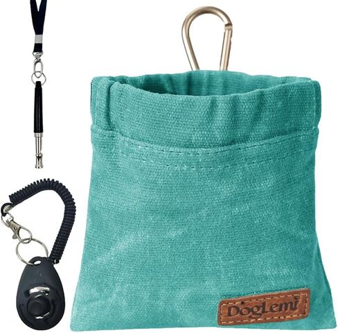 Dog Training Kit,Puppy Dog Treat Pouch Bag with Dog Clicker and Silent Whistle with Lanyard,Hands-Free Training Dog Treat Pouch,Includes Carabiner,for Pet Puppy Travel or Outdoor Use(Green) in Saudi Arabia