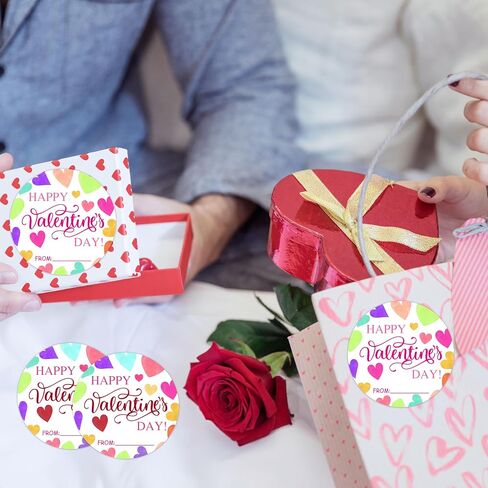 2 بوصات مستديرة ملصقات عيد الحب - يوم عيد حب القلب الأحمر - 40 PCS ملصقات ملصقات ملء مع 4 أنماط - أحرف الأظرف بطاقات صناديق الختم صناديق العلامات للبالغين - A04 in Kuwait