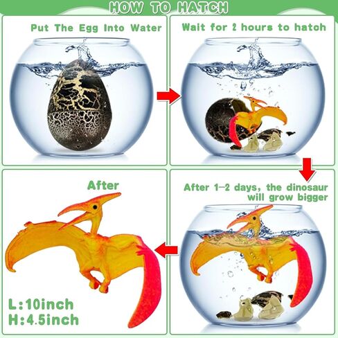 [ Fast Hatch 2 Hours] 4 Pack 4.5" Large Easter Dinosaur Eggs Hatching Surprise Eggs Grow in Water Crack Egg Science Toys Easter Basket Stuffers Gift for Toddler Kids Boys Girls Easter Eggs Hunt Party in Saudi Arabia