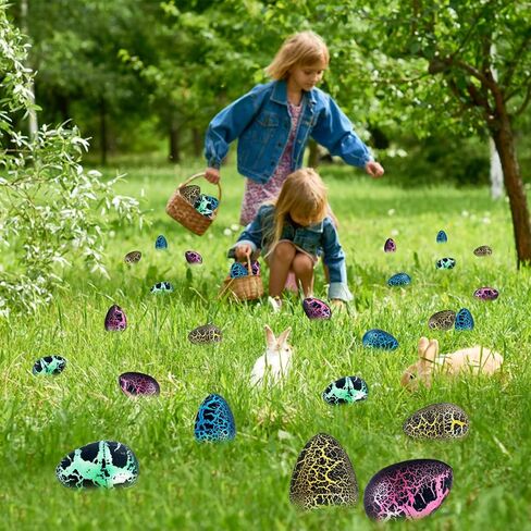 [ Fast Hatch 2 Hours] 4 Pack 4.5" Large Easter Dinosaur Eggs Hatching Surprise Eggs Grow in Water Crack Egg Science Toys Easter Basket Stuffers Gift for Toddler Kids Boys Girls Easter Eggs Hunt Party in Saudi Arabia