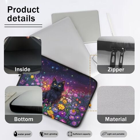 Cat Fish Printed Computer Carrying Cover, Large Capacity Laptop Case Bag Easy to Carry Computer Bag, 12 Inch Lightweight Laptop Briefcase Messenger Bag for Women in Saudi Arabia