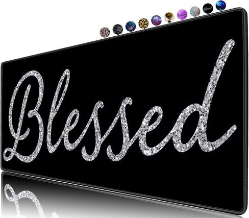 Extended Gaming Mouse Pad and Coaster, Large Non-Slip Rubber Base Mousepad with Stitched Edges, Waterproof Mouse Mat Desk Pad for Work, Game, Office, Home -Blessed Purple Glitter Background in Kuwait