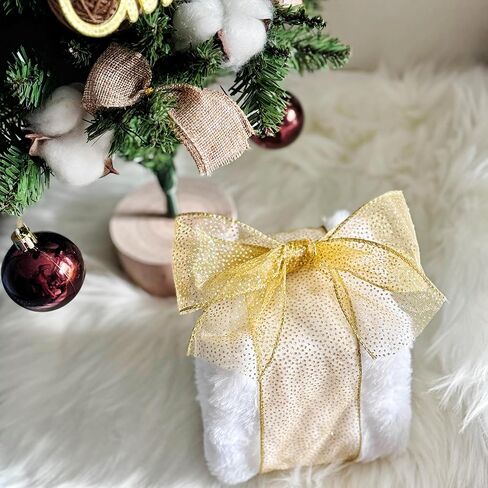 شريط شمبانيا أورجاني الشريط مع نقاط البولكا اللامعة وحافة معدنية ، 2.5 بوصة × 10 ياردة urgonza الشريط السلكي الشريط لعيد الميلاد لزخارف الأشجار الهدايا غلاف الزهور الأقواس in Kuwait