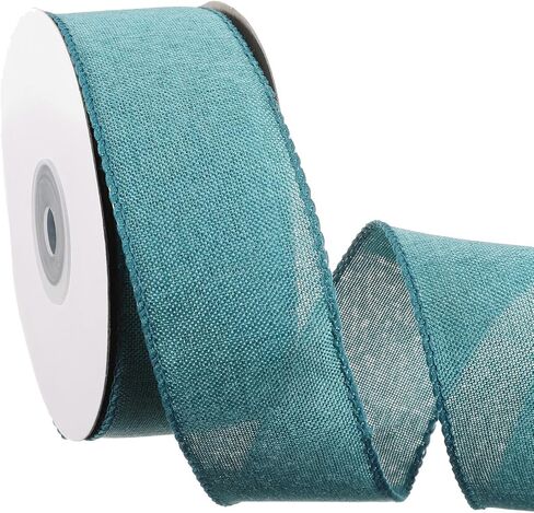 uxcell Burlap Wired Ribbon 1-1/2 Inch x 10 Yard, Wired Edge Ribbon for Craft Gift Wrapping Wreath Christmas Tree Decoration, Blue in Saudi Arabia