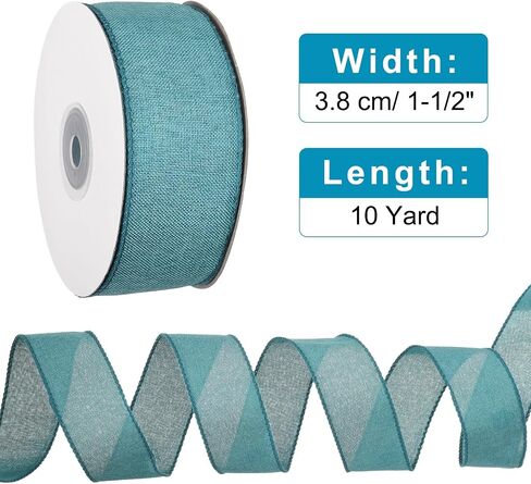 uxcell Burlap Wired Ribbon 1-1/2 Inch x 10 Yard, Wired Edge Ribbon for Craft Gift Wrapping Wreath Christmas Tree Decoration, Blue in Saudi Arabia