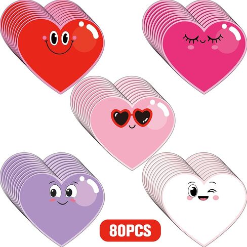 80 Pcs Colorful Heart Cut Outs Cutouts Red Heart Shapes Paper Bulletin Board for Valentine's Day Crafts Preschool Classroom Decorations Teacher Supplies Classroom Cutouts in Saudi Arabia