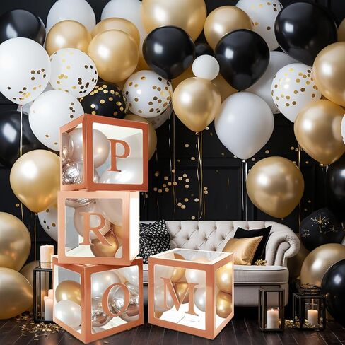 4 Pcs Prom Boxes with Letters 11.8 x 11.8 x 11.8 Inch Clear Prom Balloon Boxes Transparent High School College Graduation Party Favors Supplies(Silver) in Saudi Arabia