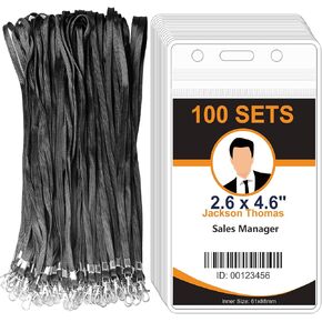 Bulk Extra Thick ID Badge Holder with Lanyard,10 Set Durable Lanyard with id Holder,Batch Waterproof Badge Holder with Lanyard for Office,School,Exhibitions