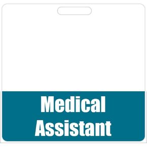 Medical Assistant Badge Buddy (Teal) - Horizontal Heavy Duty Badge Tags for MAs - Double Sided Badge Identification Card