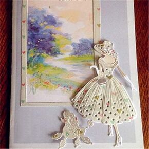 Women and Dog DIY Cutting Dies,DIY Scrapbooking Artist Metal Cutting Dies Stencils Scrapbooking Photo Album Card Paper Embossing Craft DIY 9.8 x7.4 cm