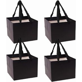 ysmile Party Favor Kraft Paper Bag for Gift with Handle Square for Birthday Wedding Baby Shower 5.9"x5.9"x5.9" 12 pcs