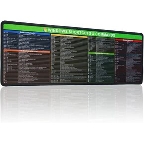 Windows Shortcuts Mouse pad, Extra Large Size Keyboard Shortcut Mat for PC Windows System, Gaming Desk Mat Mousepad, Teclado de ratón de acceso directo de Windows Commands