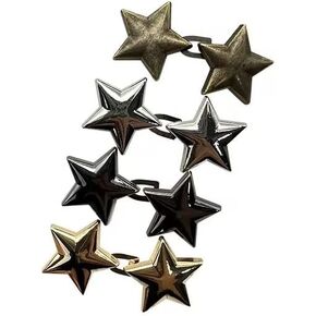 4 Sets Adjustable No Sewing Required Star Buttons,Metal Stars Jean Buttons for Loose Jeans Reusable Pentagram Pant Waist Tightener Button Pins for Pants Skirts Sweaters Clothing Accessories Fasteners