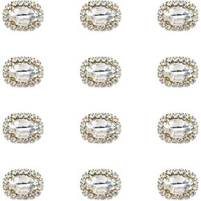 30 Pieces Oval Crystal Rhinestones Sewing On, Premium Rhinestones Flatback Beads Buttons with Bling DIY Crafts Gems for Bags, Shoes, Dress, Phone Case Party Decoration (Clear Oval)