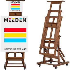 MEEDEN Extra-Large Art Painting Easel: Solid Beech Wood Artist Easel - Professional Heavy-Duty Studio Easel for Adults - Movable H Frame Floor Easel Stand for Painting Canvas up to 79"