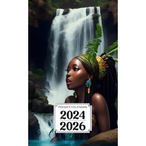 Pocket Calendar 2024-2026: Two-Year Monthly Planner for Purse , 36 Months from January 2024 to December 2026 | African waterfall goddess