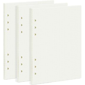 135 Sheets Planner Refill Paper Dotted Inserts Paper A5 6 Holes Binder Grid Notepaper for Filofax Bullet Journals Diary (8.26x5.59 Inch)