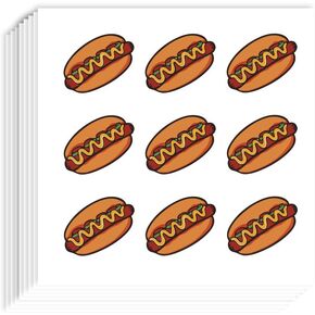 AHANDMAKER 180 Pcs Self-Adhesive Hot Dog Stickers, 0.98x0.82 Inch, Yellow Cartoon Hot Dog Scrapbook Stickers for Planner, Calendar, Gift Bags