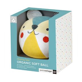 Petit Collage Organic Cotton Soft Chime Busy Baby Ball – Learning Toy for Babies and Toddlers, Measures 6" x 4.75" x 5.50" – Cute Activity Toy That Encourages Crawling