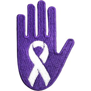 Stop Domestic Abuse Awareness Patch, Awareness Patch, Purple Ribbon Patch, Embroidered Iron on Sew on Patch Badge for Clothes etc. 8x5cm