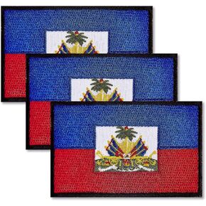 ZXvZYT 3 Pack Haiti Flag Embroidered Patches Haitian Flags Military Emblem Patch for Clothes Hat Backpacks Decorations