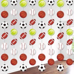 Faccito 8 Pcs Sports Party Decorations Sports Theme Banners Basketball Football Baseball Hanging Paper Garland for Teens Balls Birthday Party Baby Shower Home Classroom Supplies Decor