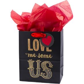 Hallmark Mahogany 9" Medium Gift Bag with Tissue Paper (Love Me Some Us) for Anniversary, Valentines Day and More