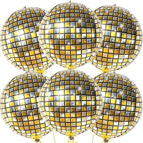KatchOn, Big Silver Disco Ball Balloons - 22 Inch, Pack of 6 Disco Party Decorations | 4D Sphere Disco Balloons for Disco Bachelorette Party Decorations | Silver Graduation Decorations Class of 2025