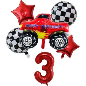 ALY 6PCS Monster Truck Foil Balloons for Kids 3rd Birthday Baby Shower Car Theme Party Decorations (Monster Truck 3rd Birthday)